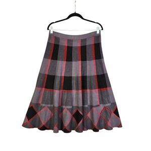 Philosophy Womens Knit Plaid A-Line Skirt Size Large Red Black Plaid Academia